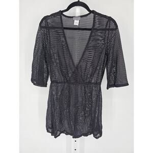 Vintage Jordan Taylor Womens Sz L swimsuit Coverup Black Mesh